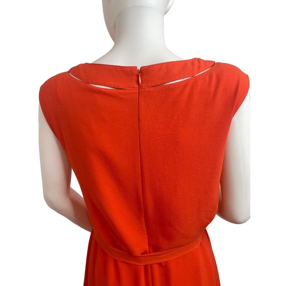 Jessica Simpson Red Hi/Lo Midi Dress 6 Peek-a-Boo Neckline Rounded Sleeveless - Picture 4 of 13